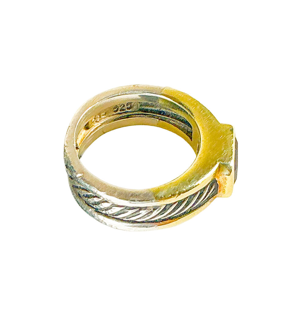 David Yurman 14k & Sterling Cable Band Ring w/ Iolite