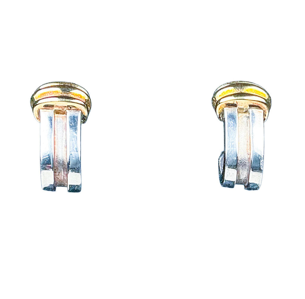 Tiffany & Co. 18K G & Sterling Two-Tone Atlas Groove Post Earrings