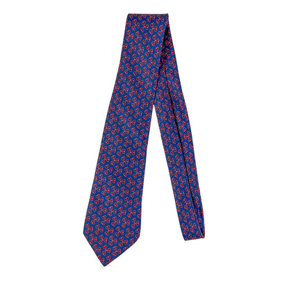 Hermes "Red & Blue Bridle" Silk Tie