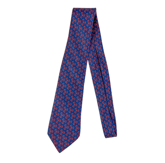 Hermes "Red & Blue Bridle" Silk Tie