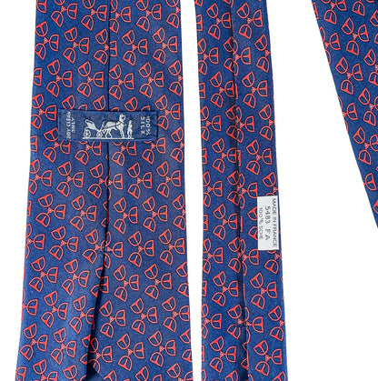 Hermes "Red & Blue Bridle" Silk Tie