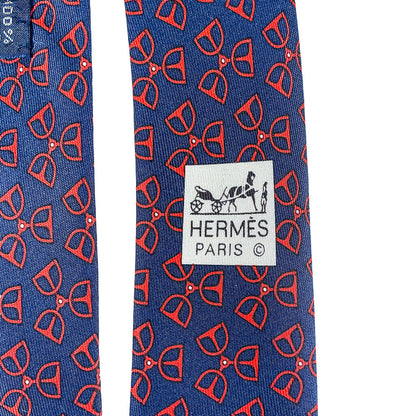 Hermes "Red & Blue Bridle" Silk Tie