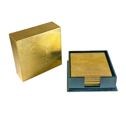 Japanese MCM Lacquerware Golf Leaf Coaster Set