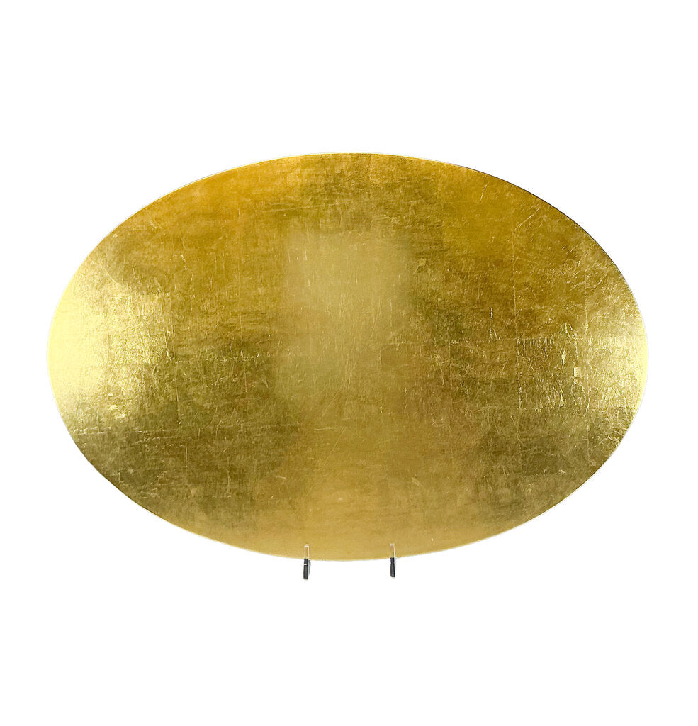 Japanese MCM Lacquerware Gold Leaf Oval Tray