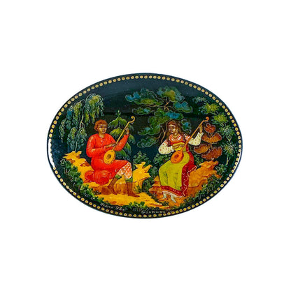 Vintg Russian Palekh Lacquer "Musician" Box
