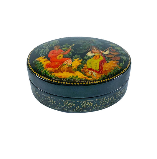 Vintg Russian Palekh Lacquer "Musician" Box