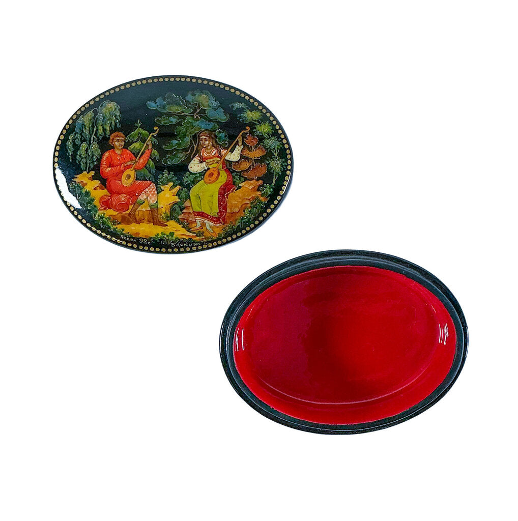Vintg Russian Palekh Lacquer "Musician" Box