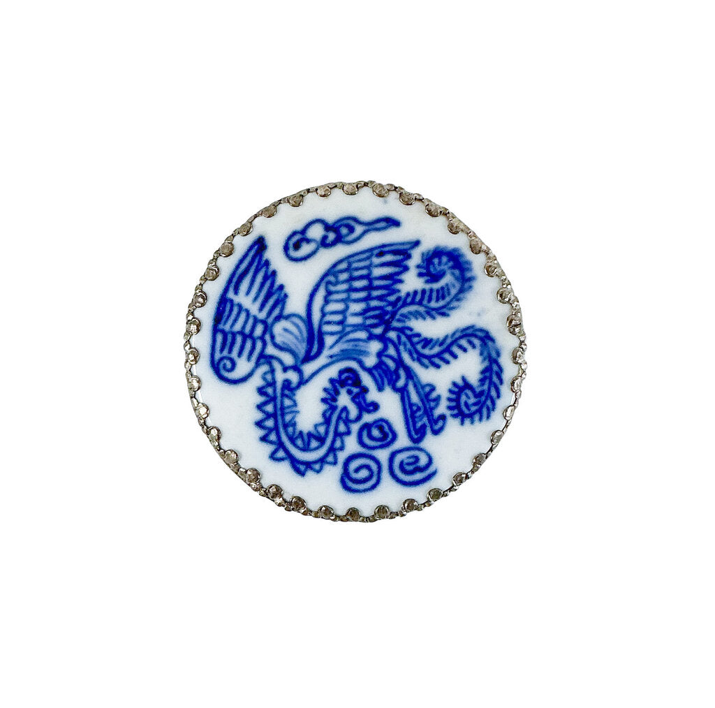 Vintage Chinese Blue & White Pottery Compact