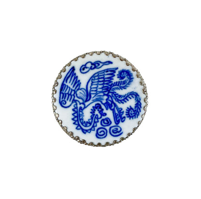 Vintage Chinese Blue & White Pottery Compact