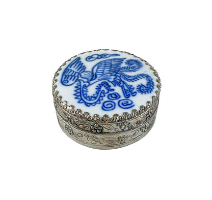 Vintage Chinese Blue & White Pottery Compact