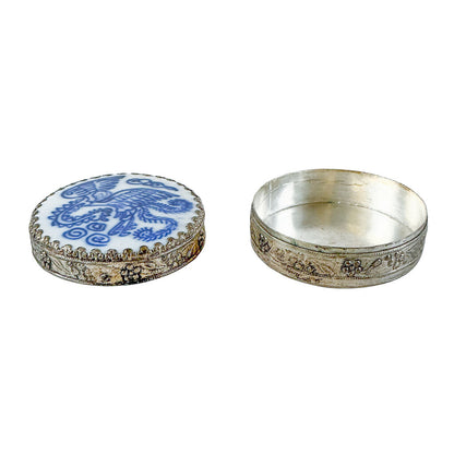Vintage Chinese Blue & White Pottery Compact