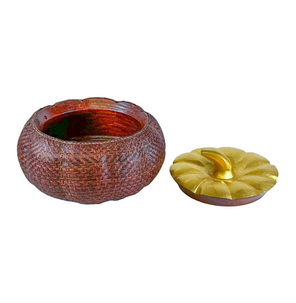 Thai Gold Lacquer Pumpkin w/ Woven Base