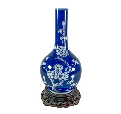 Vntg Blue & White Chinoiserie Vase