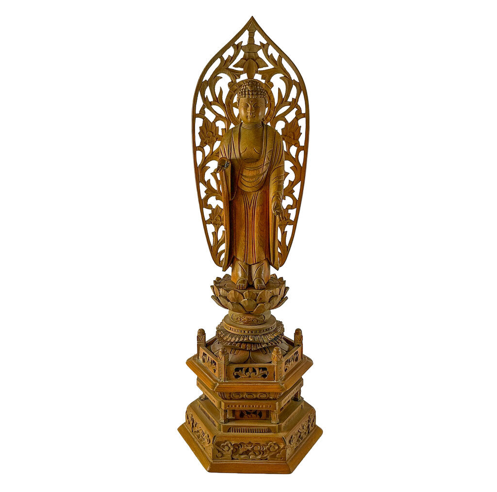 Carved Chinese Buddha w/ Mudras, 20c.