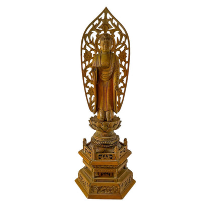 Carved Chinese Buddha w/ Mudras, 20c.