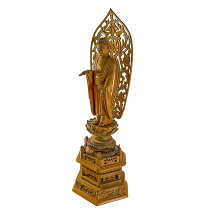 Carved Chinese Buddha w/ Mudras, 20c.