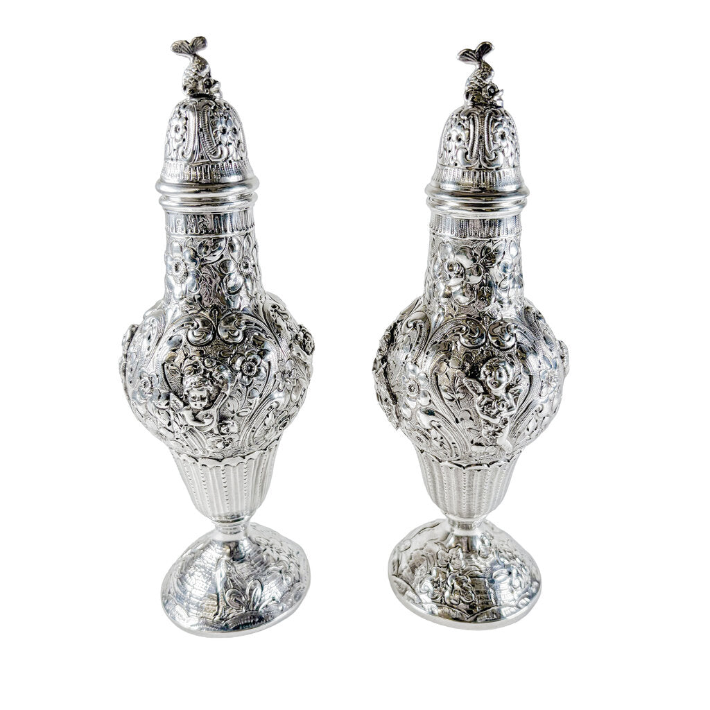 Pair of German Stering Rococo Casters