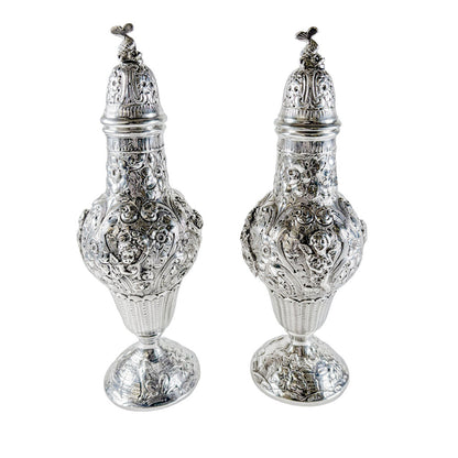 Pair of German Stering Rococo Casters