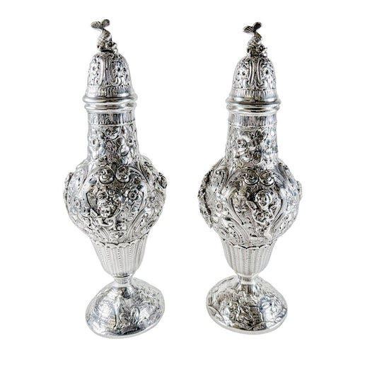 Pair of German Stering Rococo Casters