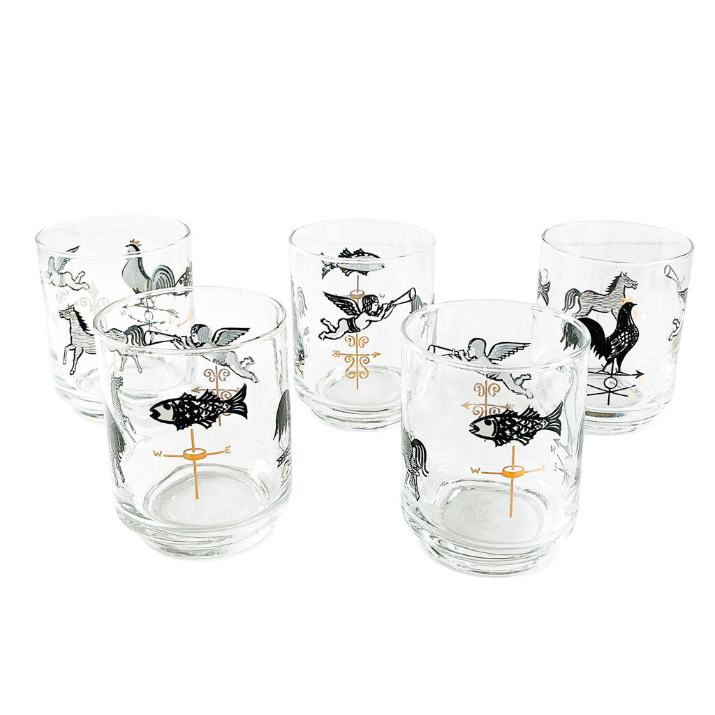 SET of 5 Vintage Libby Weathervane Juice Glasses
