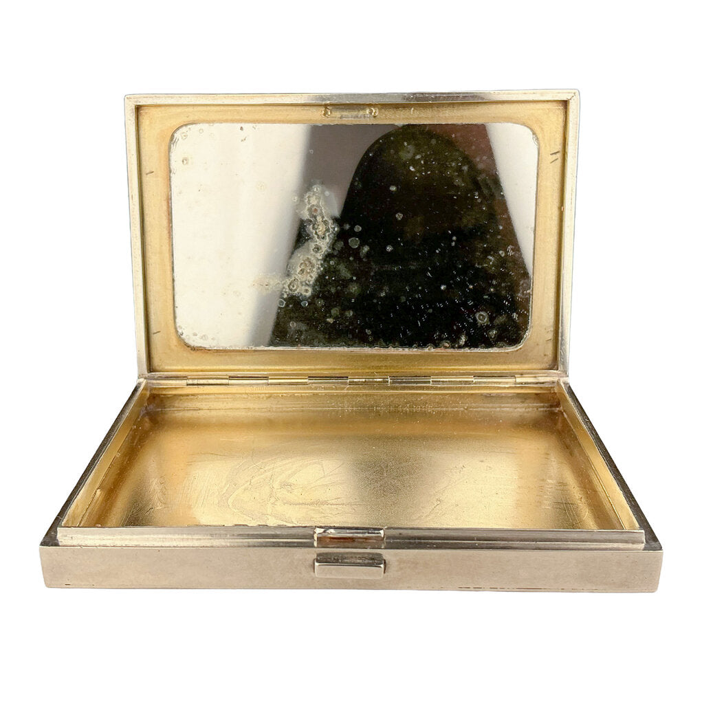 Art Deco Asprey Sterling Compact w Diamonds & Onyx