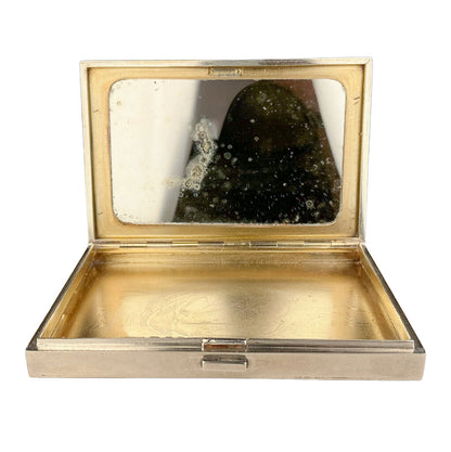 Art Deco Asprey Sterling Compact w Diamonds & Onyx