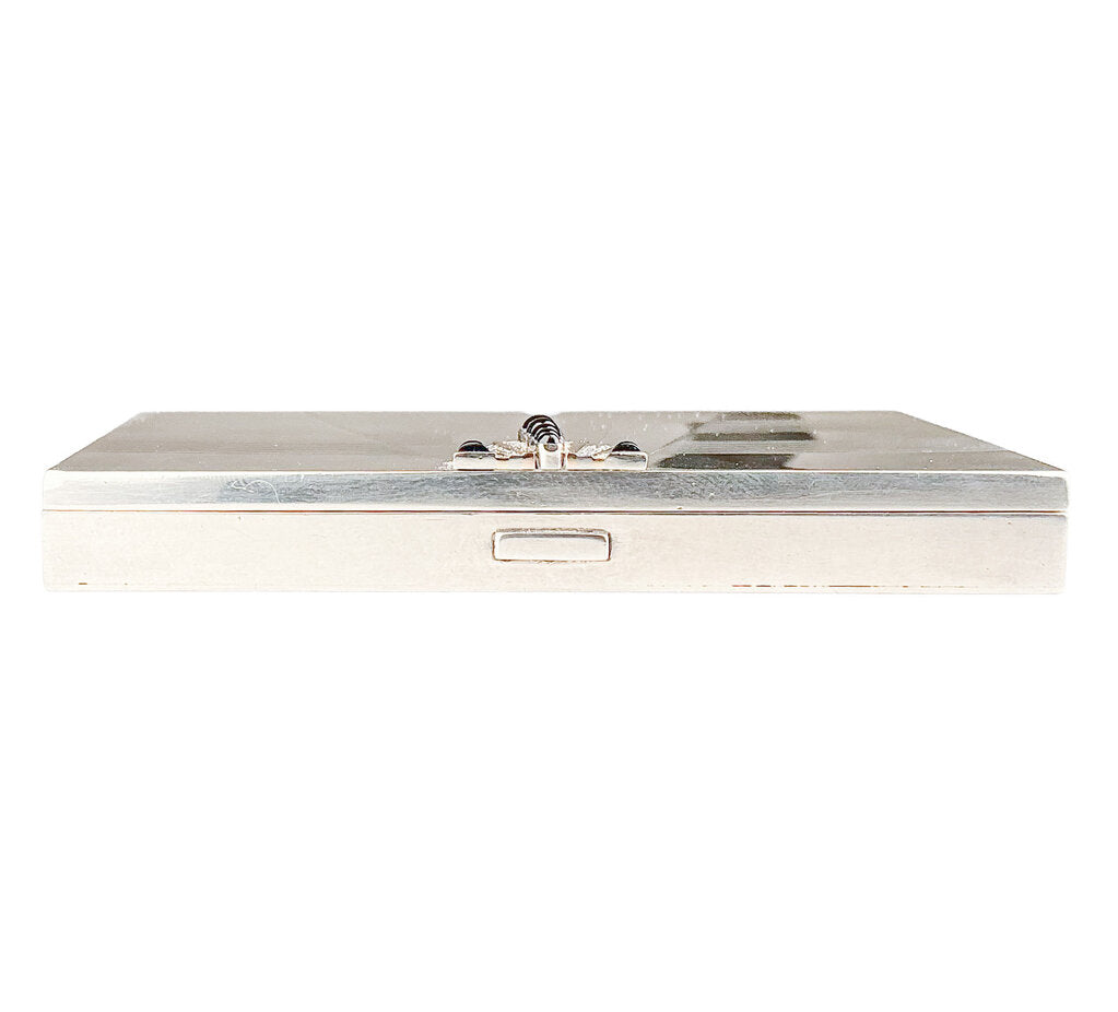 Art Deco Asprey Sterling Compact w Diamonds & Onyx