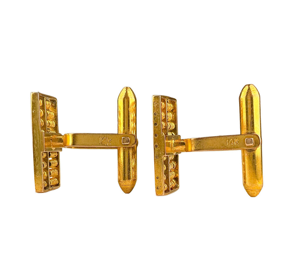 14K YG Abacus Cuff Links