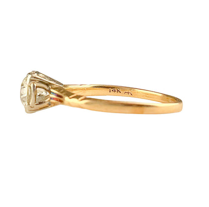 14K YG Cushion Cut Diamond Solitaire Ring