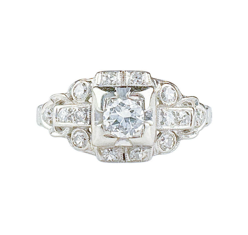 18K WG Art Deco Diamond Ring