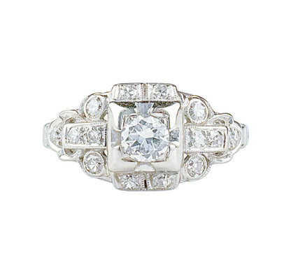 18K WG Art Deco Diamond Ring