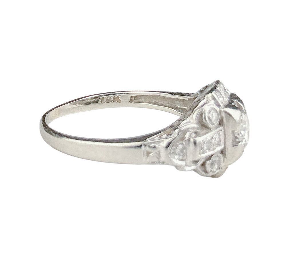 18K WG Art Deco Diamond Ring