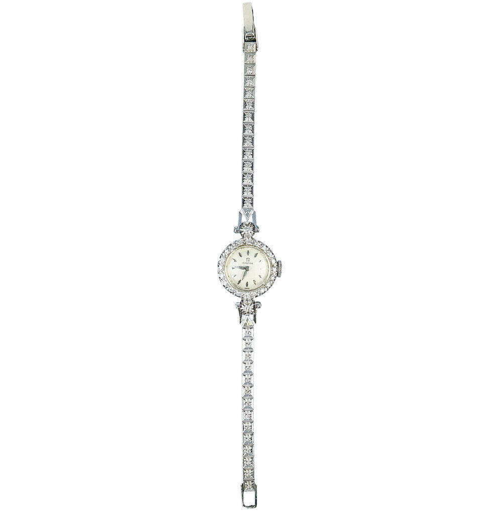 14K WG & Diamond Vintage Ladies Omega Manual Wind Wristwatch
