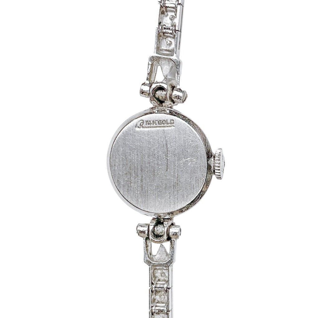 14K WG & Diamond Vintage Ladies Omega Manual Wind Wristwatch