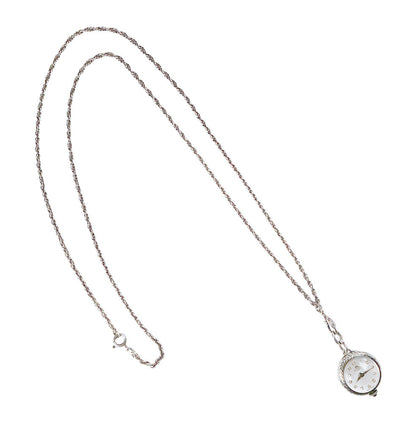 Vintage Ladies Bucherer Sterling Lapel Watch on Sterling Chain