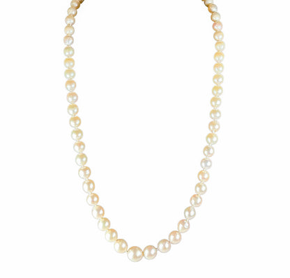Graduated Cultured Pearl Necklace w 14K YG Flower Clasp