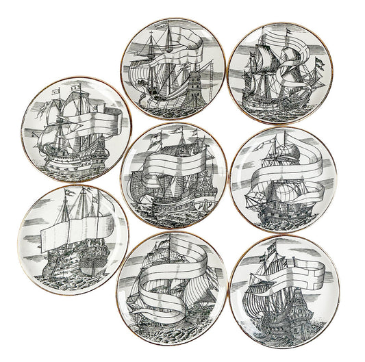 8PC Vntg MCM Piero Fornasetti Velietri Coasters