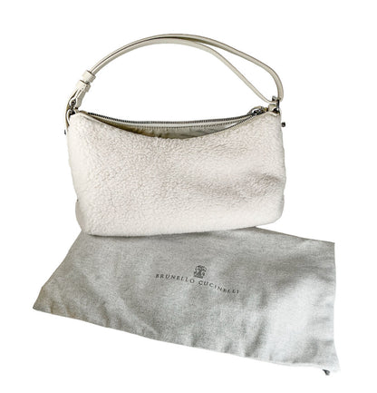 Brunello Cucinelli Faux Shearling Baguette Bag