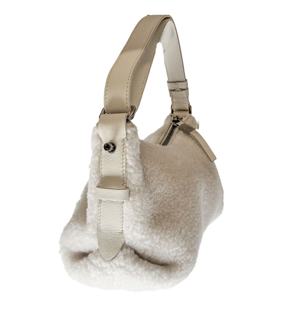 Brunello Cucinelli Faux Shearling Baguette Bag
