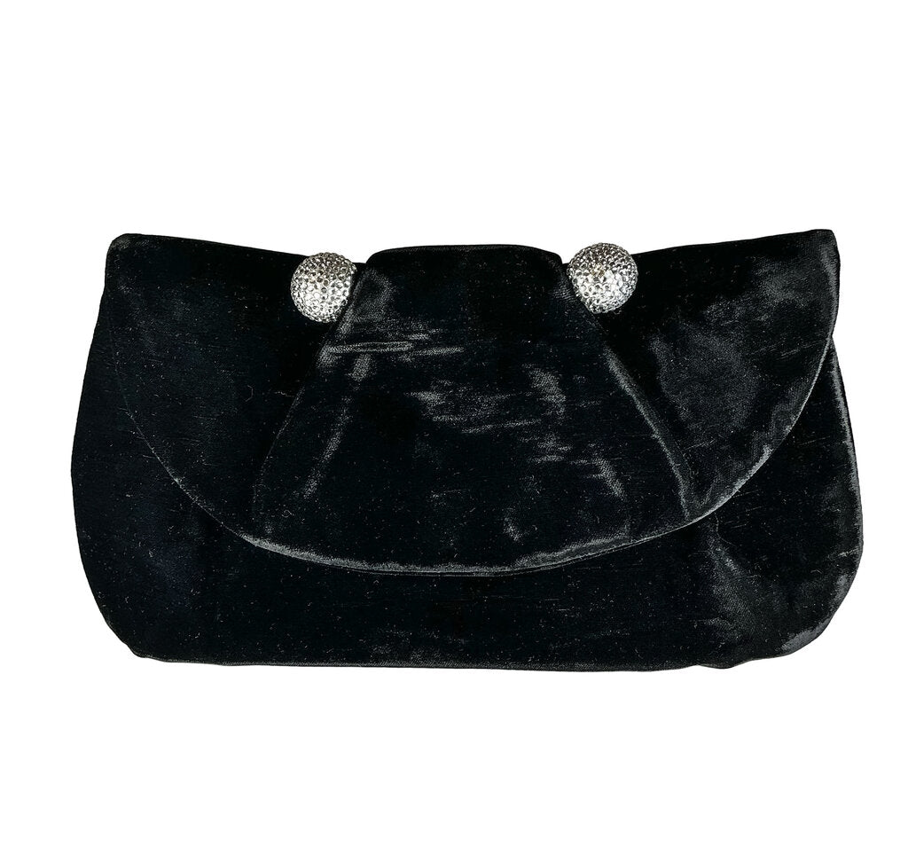 Christian Louboutin Black Velvet Crystal Ball Clutch