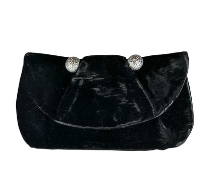 Christian Louboutin Black Velvet Crystal Ball Clutch