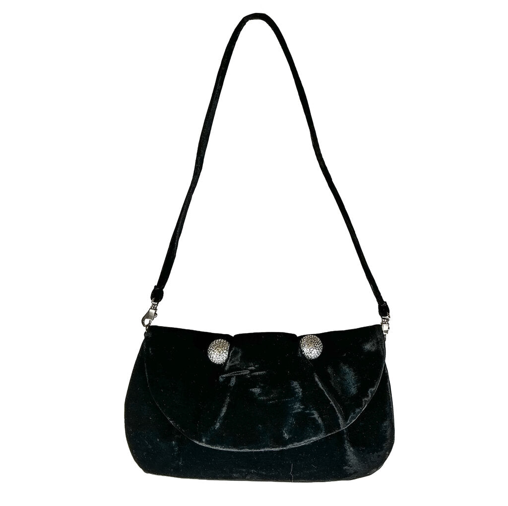Christian Louboutin Black Velvet Crystal Ball Clutch