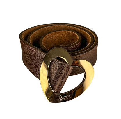 Gucci Heart Buckle Leather Belt
