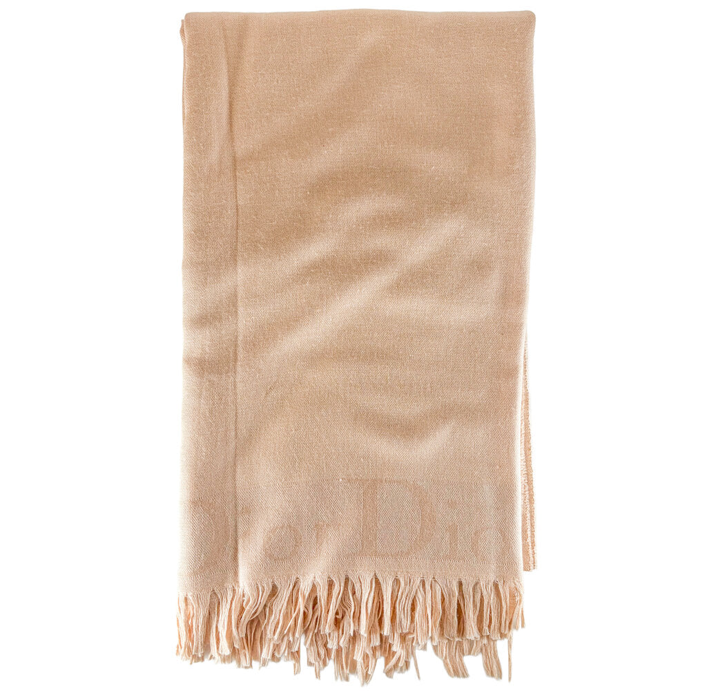 Vntg Dior Wool & Silk Jacquard Tassel Scarf