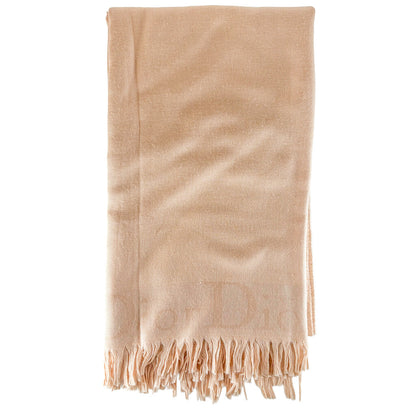 Vntg Dior Wool & Silk Jacquard Tassel Scarf