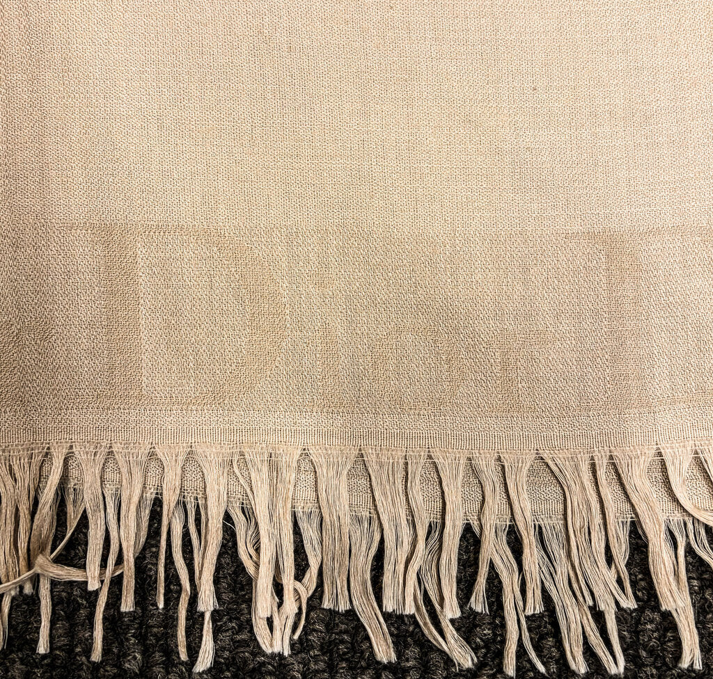 Vntg Dior Wool & Silk Jacquard Tassel Scarf