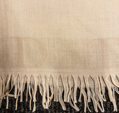 Vntg Dior Wool & Silk Jacquard Tassel Scarf
