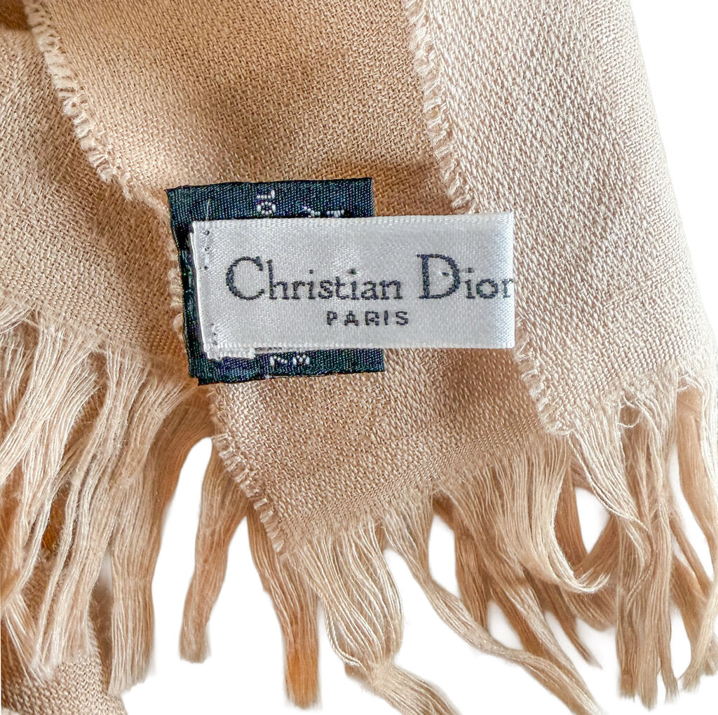 Vntg Dior Wool & Silk Jacquard Tassel Scarf
