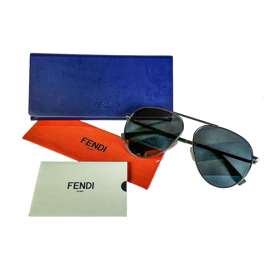 Fendi Gunmetal Aviator Sunglasses