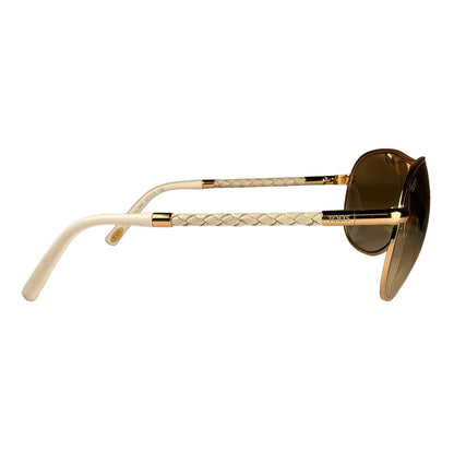 Tods Woven Leather Aviator Sunglasses